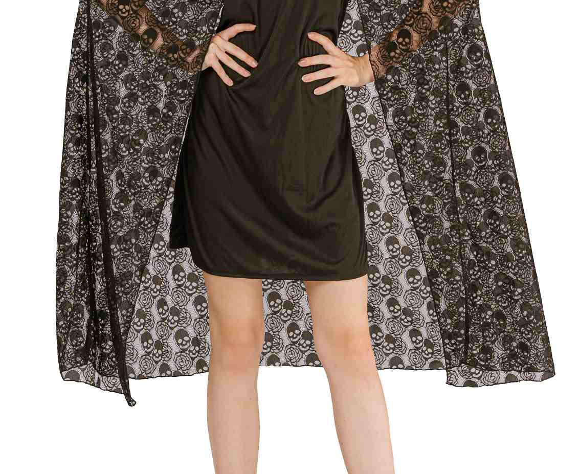 Hooded cape with skulls, size S